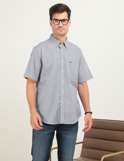 FERRIONI Camisa casual Ferrioni de algodón manga corta para hombre