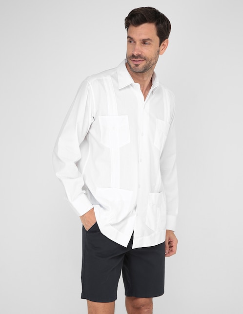 Guayabera manga larga Regent Street para hombre