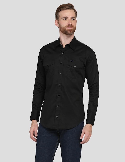 Camisa casual Wrangler de algodon manga larga para hombre Suburbia