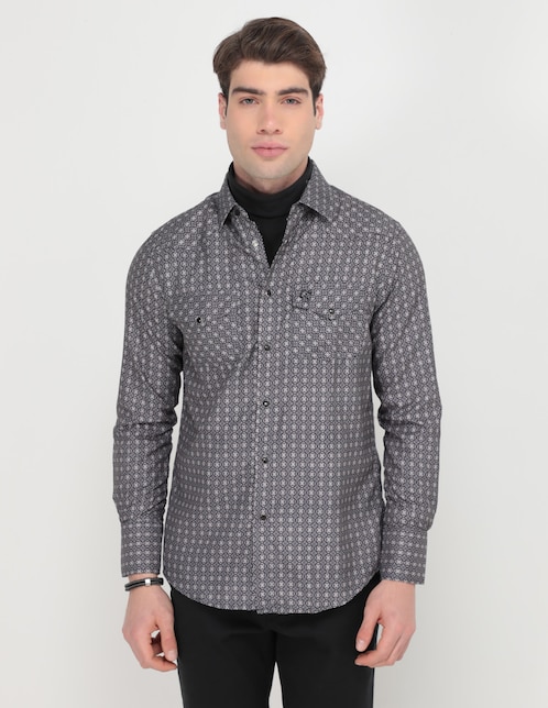 Camisa casual Pavini de algodón manga larga para hombre