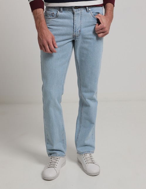 Jeans straight lavado claro para hombre 1