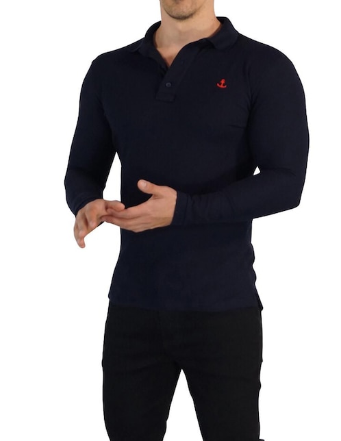 Playera tipo polo John Leopard manga larga para hombre