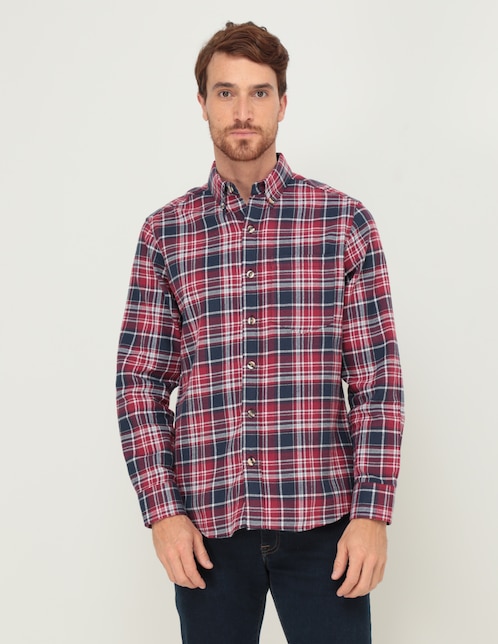 Camisa casual de algodón manga larga para hombre