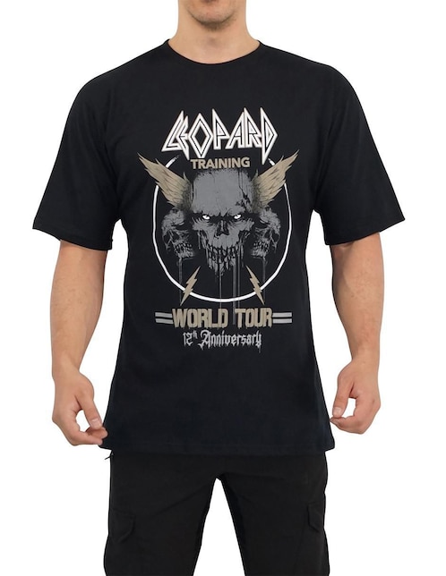 Playera John Leopard oversized rock bands cuello redondo para hombre
