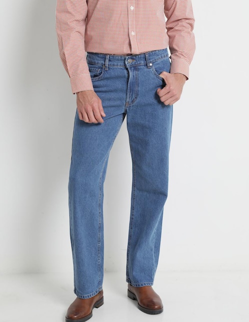 Jeans straight lavado claro para hombre 1