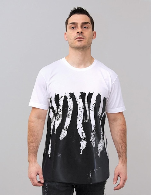 Playera FNC Collezioni Serpente cuello redondo para hombre