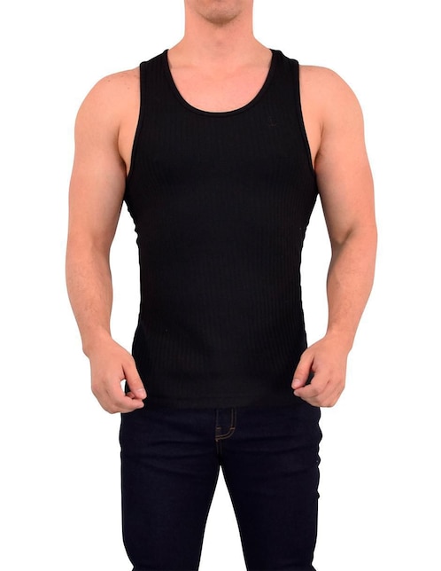 Playera ribbed cuello redondo para hombre 1