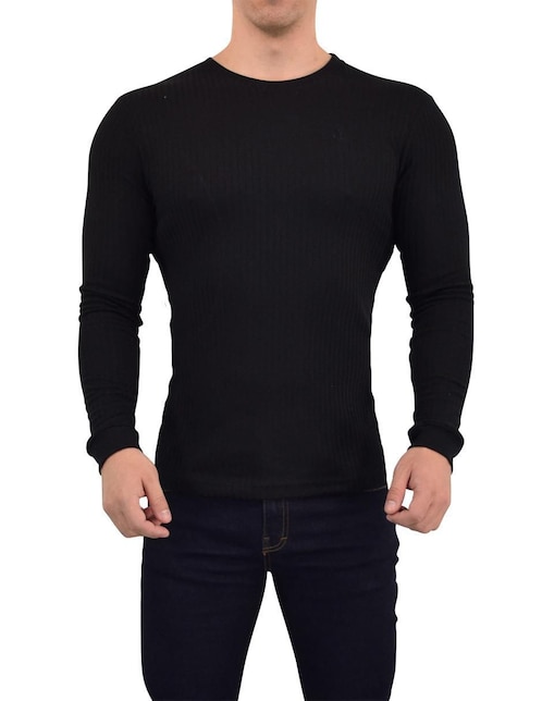 Playera ribbed cuello redondo para hombre 1