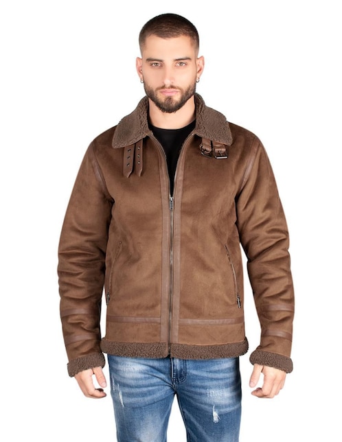 Chamarra casual cuello a contraste para hombre 1