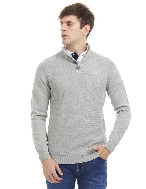 Suéter De Punto Para Hombre Con Cuello Alto - Tejido Suave De Poliéster, Diseño Moderno Y Cálido