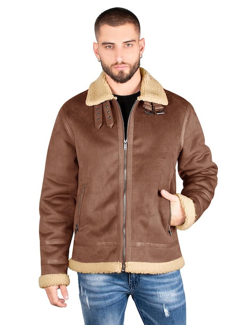 Chamarra casual cuello a contraste para hombre Chamarra casual cuello a contraste para hombre