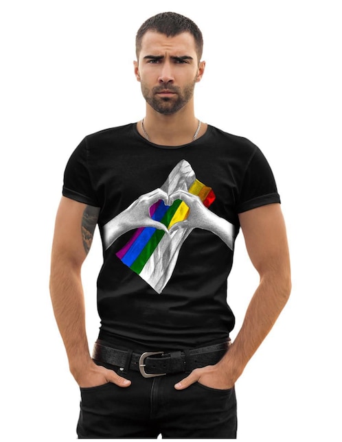 Playera Marëvnyk Pride orgullo LGBT bandera arcoíris cuello redondo para hombre