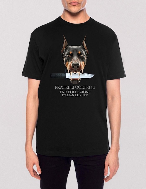 Playera FNC Collezioni Inferno Doberman cuello redondo para hombre