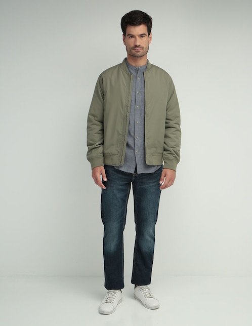 Jeans straight lavado obscuro para hombre 1