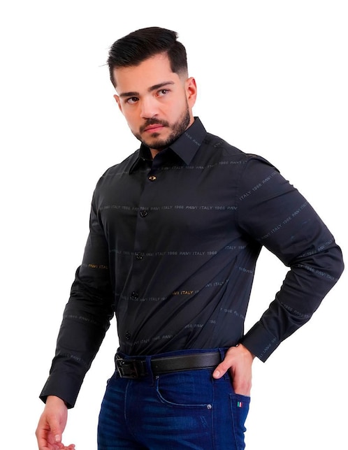 Camisa casual Pavi Italy de algodón manga larga para hombre