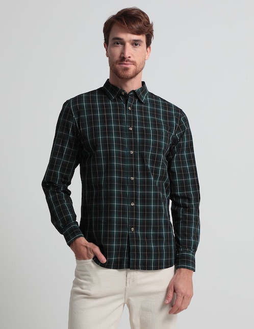 Camisa casual Old Navy de algodón manga larga para hombre