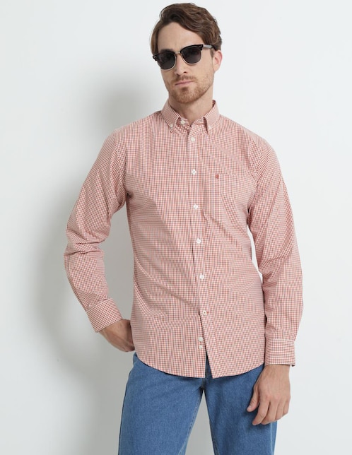 Camisa casual Izod de algodón manga larga para hombre