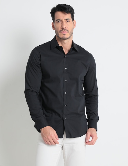 Camisa casual de algodón manga larga para hombre 1
