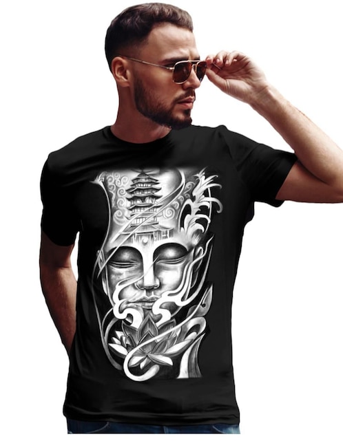 Playera Marëvnyk Alta Gama Buda Espiritual Mantra Zen cuello redondo para hombre