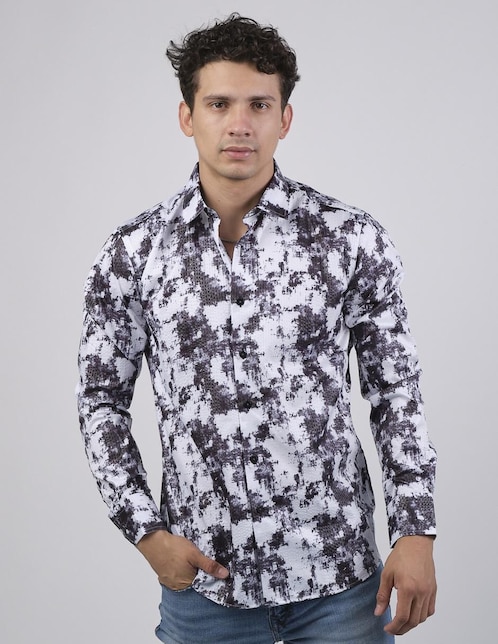 "camisa/sobrecamisa" casual benziny "de" (si aplica) poliéster y algodón "manga" larga "para hombre"