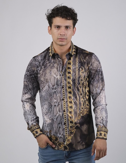"camisa/sobrecamisa" casual benziny "de" (si aplica) poliéster y algodón "manga" larga "para hombre"