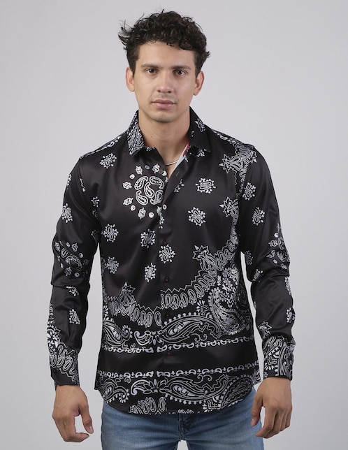 "camisa/sobrecamisa" casual benziny "de" (si aplica) poliéster y algodón "manga" larga "para hombre"