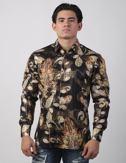 Camisa casual Benziny de algodón manga larga para hombre