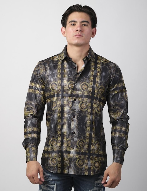 Camisa casual Benziny de algodón manga larga para hombre