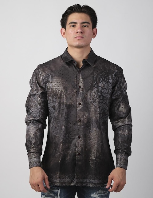Camisa casual Benziny de algodón manga larga para hombre