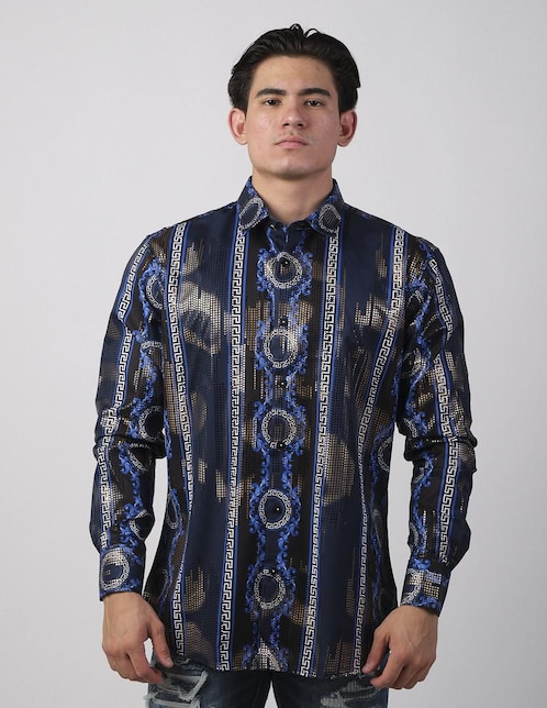 Camisa casual Benziny de algodón manga larga para hombre