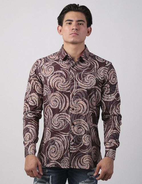 Camisa casual Benziny de algodón manga larga para hombre