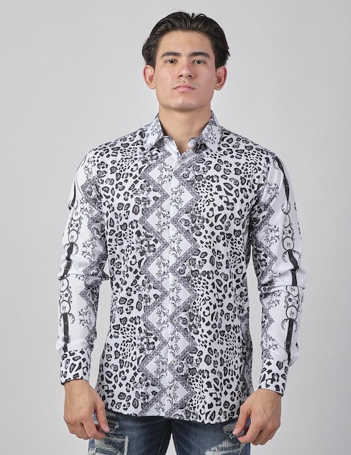 Camisa casual Benziny de algodón manga larga para hombre