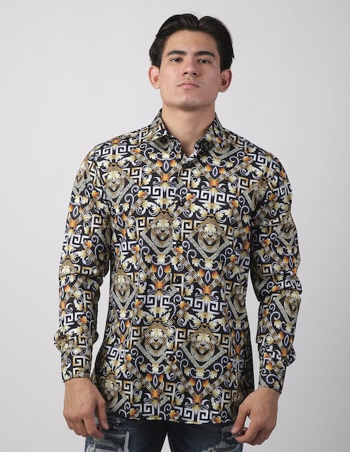 Camisa casual Benziny de algodón manga larga para hombre