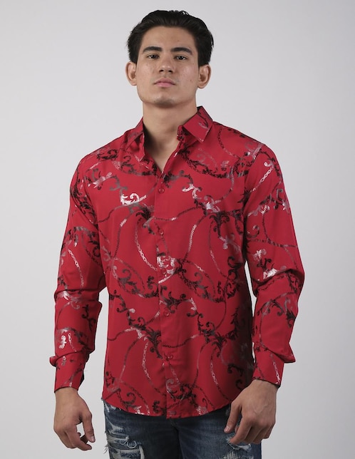 Camisa casual Pavini de algodón manga larga para hombre