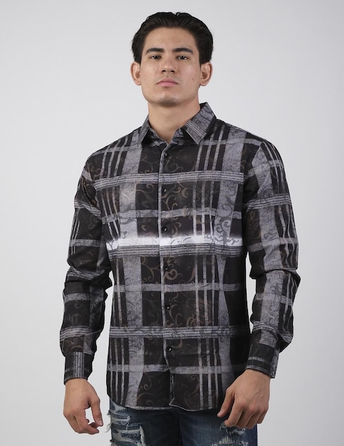 Camisa casual de algodón manga larga para hombre 1