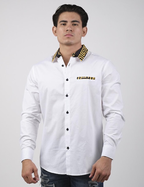 Camisa casual Pavini de de algodón manga larga para hombre