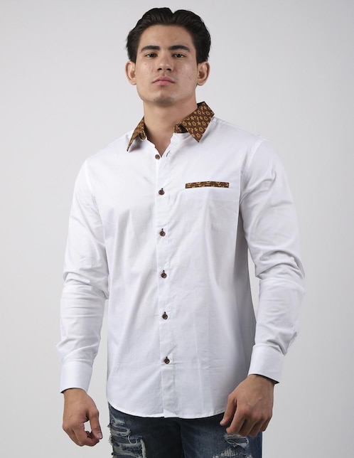 Camisa casual de algodón manga larga para hombre 1