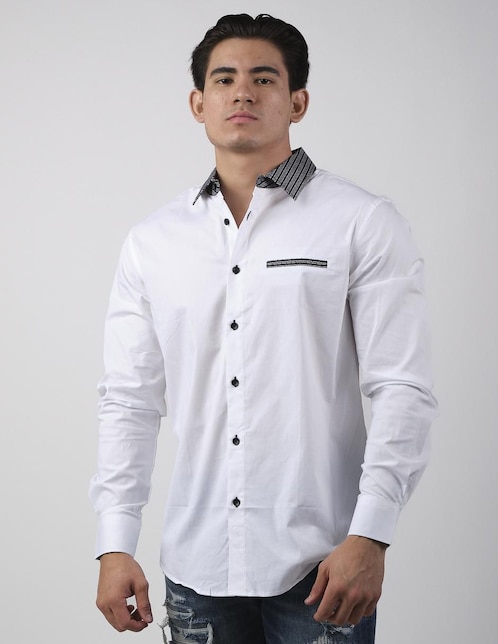 Camisa casual de algodón manga larga para hombre 1