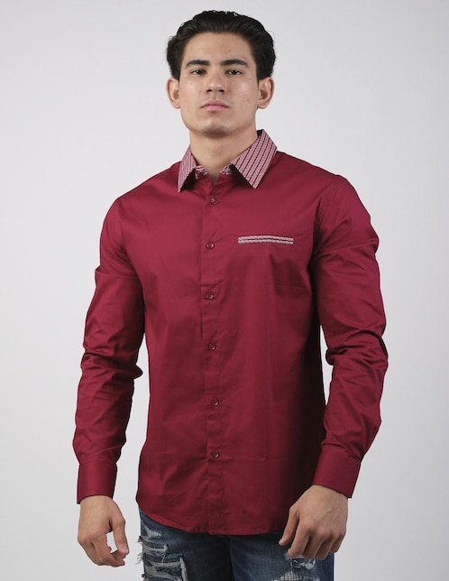 Camisa casual pavini de algodón manga larga para hombre