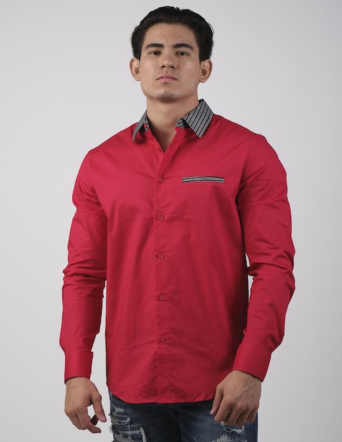 Camisa casual Pavini de algodón manga larga para hombre