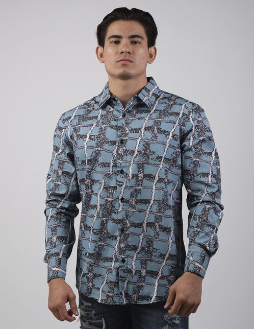 Camisa casual Pavini de algodón manga larga para hombre