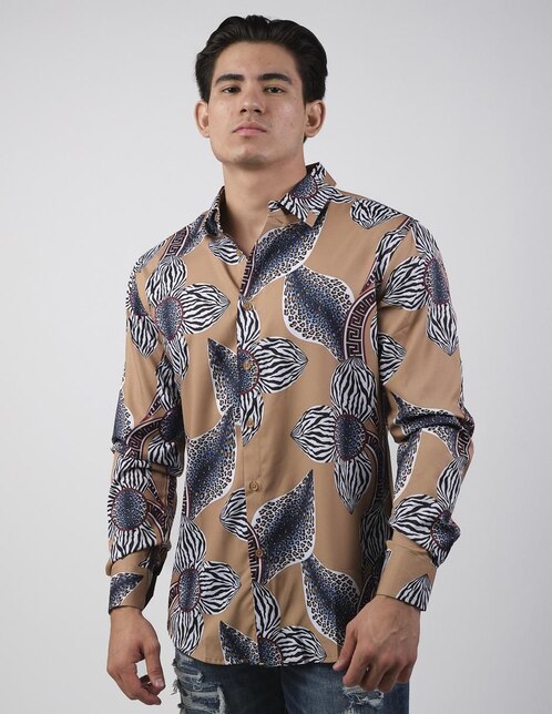 Camiasa casual Pavini manga larga para hombre