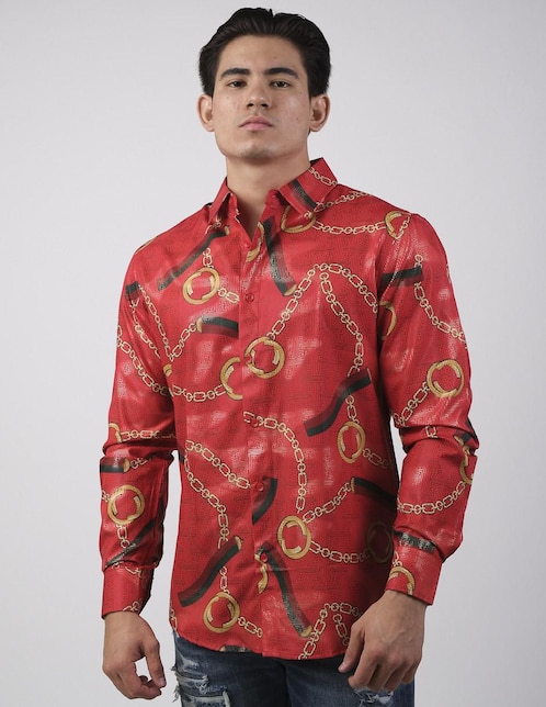 "camisa/sobrecamisa" casual pavini "de" (si aplica) poliéster y algodón "manga" larga "para hombre"