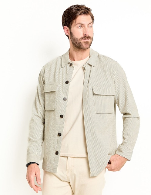 CAMISA HAGGAR GQ00123, M, VERDE OLIVO