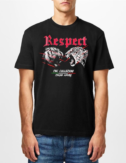 Playera FNC Collezioni Jaguar Tiger cuello redondo para hombre