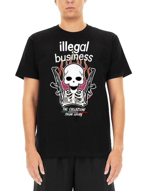 Playera FNC Collezioni Illegal Business Cartoon cuello redondo para hombre
