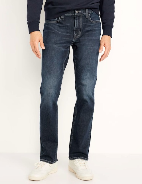 Jeans regular straight lavado obscuro para hombre 1