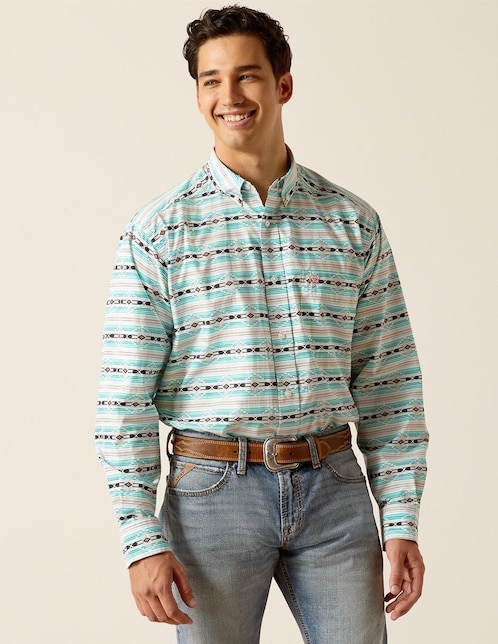 Camisa casual Ariat de algodón manga larga para hombre