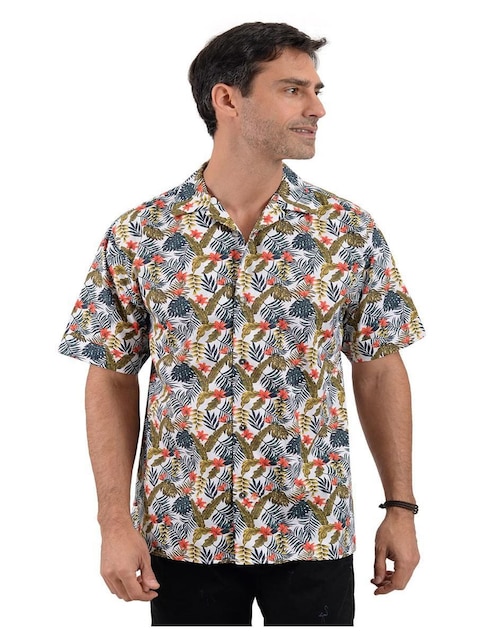 Camisa playa Michel Blanc de algodón manga corta para hombre