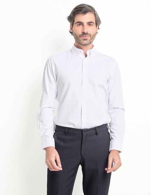 Camisa casual Oscar de la Renta de algodón manga larga para hombre